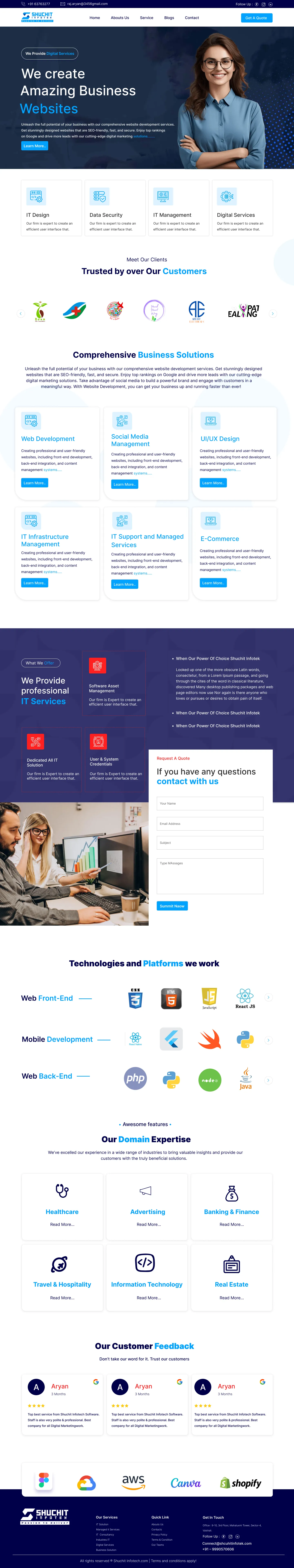 Shuchit Infotek web development portfolio Ghaziabad